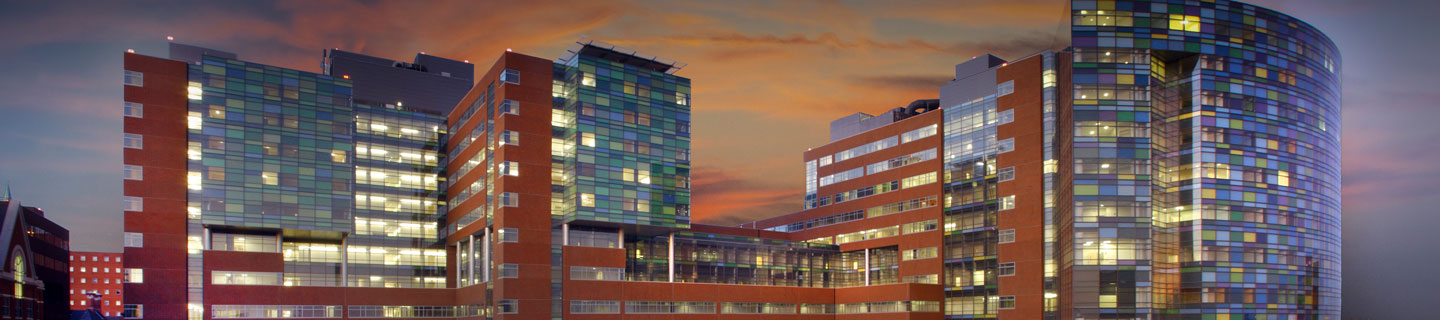 The Johns Hopkins Hospital in front of the night sky